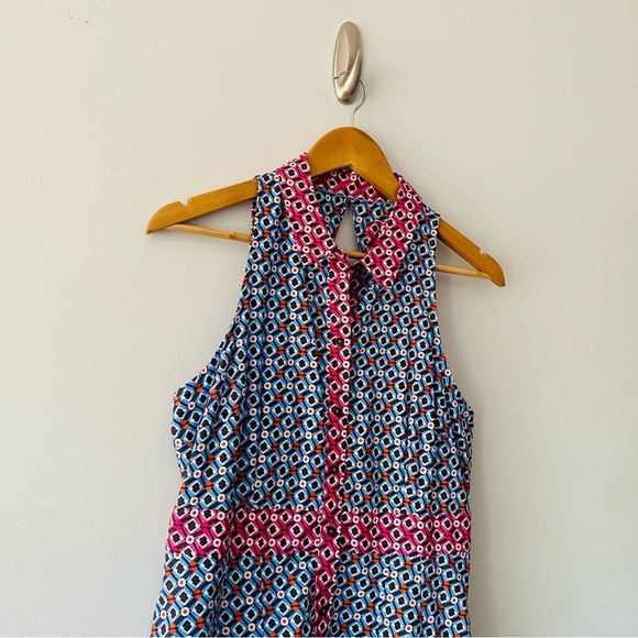 Anthropologie Maeve Buckley Mini Dress Blue Button Front Size 8 Pockets​ - Picture 6 of 12